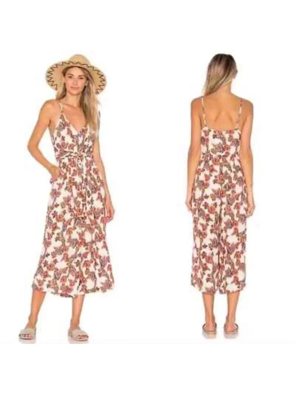 Free People Hot Tropics Floral Cropped Wide Leg Jumpsuit 2